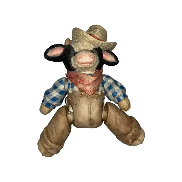 Rare Vintage Enesco Marys Moo Moos Chip Home on the Range Musical Jointed 699284